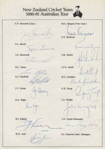 TEAM SHEETS, noted India 1985; New Zealand 1980-81; Pakistan 1985; Sri Lanka 1987-88 (2); West Indies 1988 (2). Wide range of autographs. Mainly G/VG. (7 items).