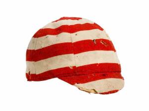 SOUTH MELBOURNE PLAYER'S CAP, red & white horizontal bands, some wear and moth-holes. Rare player's cap.