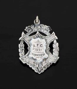 RUNNERS-UP MEDAL, sterling silver, engaved on front "A.F.C. 1901 RUNNERS UP", and engraved on reverse "Presented to E.Groves, Forward".