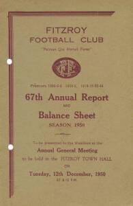 FITZROY/BRISBANE: Fitzroy Annual Reports (21 issues, 1940-81); Brisbane Annual reports for 1987 & 1988; plus few other ephemera items. Fair/G (some annual reports with filing holes).