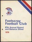 FOOTSCRAY: Annual Reports (10 issues, 1969-80); plus club magazines (2). Fair/G (most reports with filing holes).