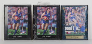 FOOTSCRAY: Framed displays, noted "Team of the Century" cards [25]; Ted Whitten displays (2); Western Oval - The Final Siren; signed displays of Doug Hawkins (3) & Scott Wynd. All framed, various sizes.