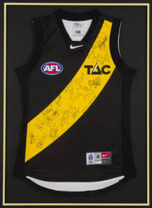 RICHMOND: Richmond football jumper with c21 signatures, window mounted, framed & glazed, overall 80x103cm.