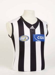 COLLINGWOOD: 2011 Collingwood clash jumper, number 3 John McCarthy. Rare clash jumper with special gold "AFL Premiers 2010" logo only worn once or twice a year, made for John McCarthy who died tragically in 2012.