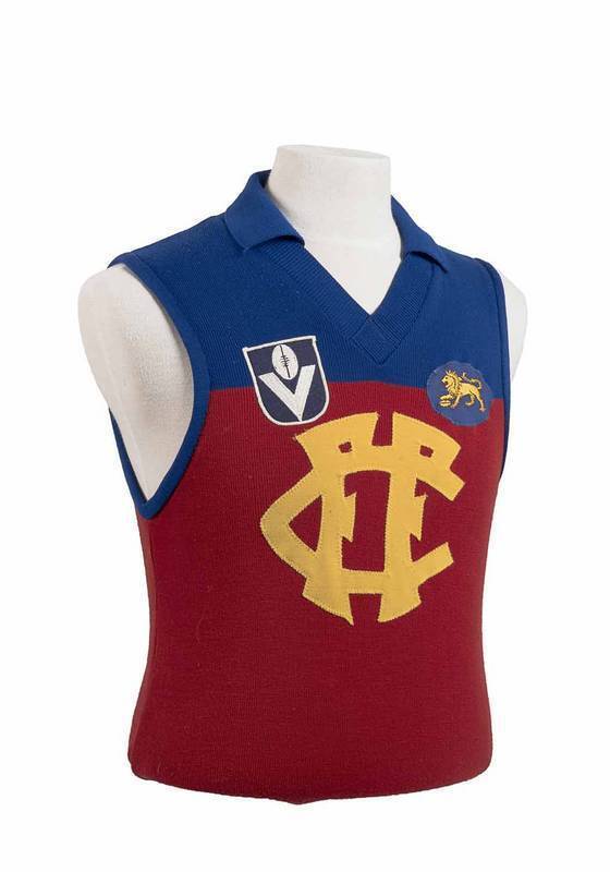 FITZROY: 1977 Fitzroy jumper, number 4 Greg Parke. First year the VFL logo started to appear on jumpers.