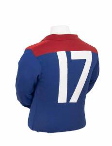 MELBOURNE: c1985 Melbourne jumper, number 17. Royal blue which was first seen in 1975 with the inroduction of colour TV, then last seen in 1986.