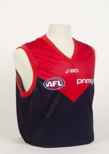 MELBOURNE: 2007 Melbourne home jumper, number 7 Brad Miller. Some clubs (Melbourne, St.Kilda, Footscray) were still sewing numbers on jumpers (instead of printed) as it was more economical.