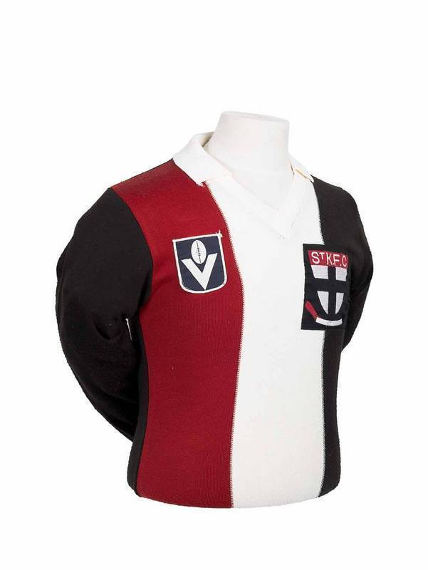 ST.KILDA: c1980-81 St.Kilda jumper, number 1 Trevor Barker. Obtained from an acquaintance of Trevor Barker, who obtained the jumper in the early 1980s.