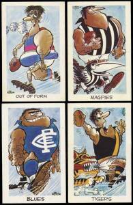 1973 Sunicrust "Weg's Fantastic Footy Cartoons", part set [25/40] + 14 spares, some with different backs. Poor/G.