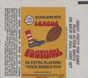 1978 "Scanlens 1978, League Football" wrapper. Fair/G condition. Scarce.