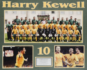 HARRY KEWELL, signed photograph, window mounted with Socceroos team photograph, framed & glazed, overall 95x79cm. With CoA.