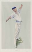 "VANITY FAIR" CRICKET PRINTS, comprising "Sammy" (Sammy Woods - played Tests foe Australia & England), "The Lobster" (Digby Jephson), "An Artful Bowler" (B.J.T.Bosanquet), "Forty-six centuries in Eleven Years (J.T.Tyldesley)" & "Charlie" (Colin Blythe), e - 4