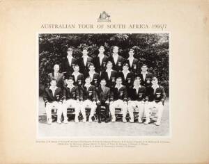 AUSTRALIAN TEAM PHOTOS, noted 1966-67 Australian Tour to South Africa (39x31cm); 1993 Ashes Tour with facsimile autographs.