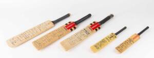 MINIATURE BATS: Collection wth two including signatures of Don Bradman; Lord's Taverners Centenary Dinner 1980; facsimile autographs of 1956 England & 1960 England. Ex Jock Livingston collection.