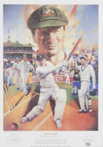 STEVE WAUGH, print "Steve Waugh" by Mark Sofilas, signed by steve waugh and the artist, limited edition 1297/1500, window mounted, framed & glazed, overall 81x106cm. With CoA.