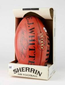 FOOTSCRAY: Collection with rare 1966 Practice Match "Football Record"; "Sherrin - E.J.Whitten" football; signed "Team of the Century" covers (19) including Ted Whitten, Charlie Sutton & Doug Hawkins; "Team of the Century" jumper; "Team of the Century" pro