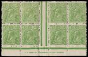 &frac12;d Green, T.S. HARRISON one-line imprint block of eight; BW.63(7)z - $600.