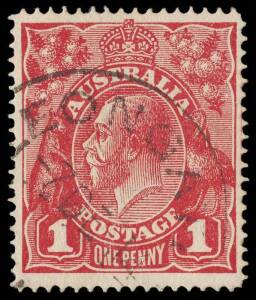 1d Carmine-Red (G1), SINGLE LINE PERF. 14.2, DIE II; BW.70A(1)f - $4,000. Fine used with part "LEONGATHA, 7 DE 14" cds. 2012 Ceremuga Certificate