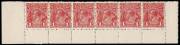 1d Carmine-Red (G10), No Monogram marginal strips of six from the lower Left and Right Panes, originally from the same sheet; BW.71A(2)z,za - $3,000++.