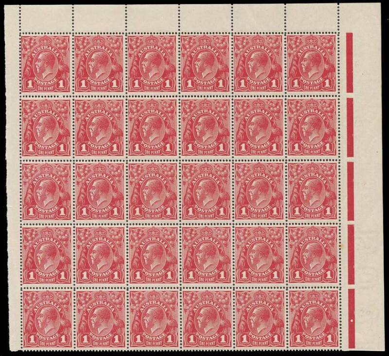1d Dull Red (G16), INVERTED watermark block of 30 [RP1-30]; BW.71Ea - $2,700.