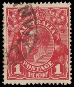 1d Scarlet (aniline) G18) variety “Colour flaw outside right frame opposite emu’s neck with additional rust flaw opposite right hand value tablet" [4/46]; BW.71G(2)ma - $2,500. A fine used example of this rarity.