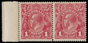 1d Carmine-Rose (G30), Die I/II marginal pair, INVERTED watermark, BW.71Va(1)fa. Fine MUH. Unpriced. 2001 Drury Certificate.