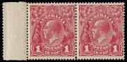 1d Carmine-Rose (G30), Die I/II marginal pair, INVERTED watermark, BW.71Va(1)fa. Fine MUH. Unpriced. 2001 Drury Certificate.