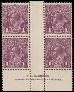 1d Violet, T.S. Harrison imprint block of four; BW.76(3)z - $350. Minor faults.  