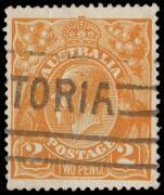 2d Orange. INVERTED WATERMARK; SG.62w - &pound;5,000, BW.95a -$10,000. Machine cancel, upper R cnr. perf. added.