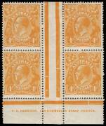 4d Orange, T.S. Harrison single-line imprint block of four; BW.110A(1)zd - $7,500 &nbsp;&nbsp;