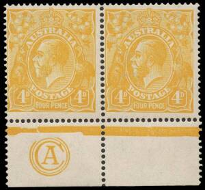 4d Lemon, CA Monogram pair without side selvedge, right unit natural inclusion; BW.110C(1)zc, 2005 Drury Certificate.