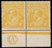 4d Lemon, CA Monogram pair without side selvedge, right unit natural inclusion; BW.110C(1)zc, 2005 Drury Certificate.