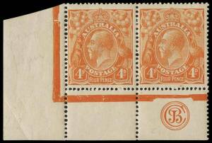 4d Buff-Orange (deep), JBC Monogram corner pair; BW.110F(1)z