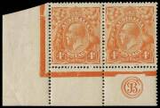 4d Buff-Orange (deep), JBC Monogram corner pair; BW.110F(1)z