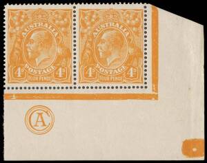 4d Yellow-Orange, CA Monogram corner pair; BW.110I(2)zb.&nbsp;