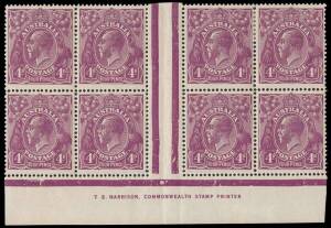 4d Violet, T.S. HARRISON one-line imprint block of eight; BW.111(2)z - $5,000+.