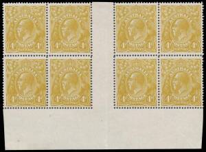 4d Olive &ldquo;No Imprint" (Mullett) imprint block of eight with variety &ldquo;Diagonal white line on King&rsquo;s neck&rdquo;, BW.114(4)za - $560