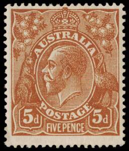 5d Chestnut, Comb Perf 14, INVERTED watermark; BW.123a - $750. Faint crease.