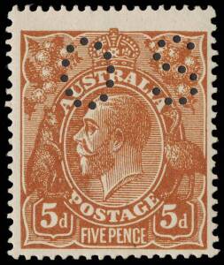 5d Chestnut, Comb Perf 14, INVERTED watermark, perforated OS; BW.123a,b - $750.