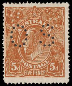 5d Bright Chestnut, ROUGH PAPER, SINGLE LINE PERF 14, perforated OS, usual perforations; BW.124 -$4000. 2012 Ceremuga certificate.