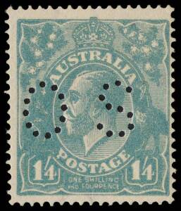 1/4 Very Deep Turquoise, Perforated OS; BW.128Fba - $4,000. Fine mint. 2012 Ceremuga Certificate. &nbsp; &nbsp;&nbsp;