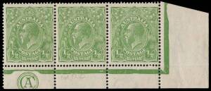&frac12;d Green, CA Monogram corner strip of three; BW.65(4)zb - $300.