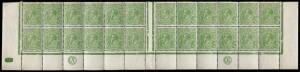 &frac12;d Pale Bluish Green, CA and JBC Monograms, lower marginal Left and Right panes block of 24; BW.65(5)z,zb - $600+. Reinforced.