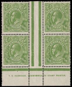 &frac12;d Bluish Green, T.S. HARRISON one-line imprint block of four; BW.65A(7)z - $450.