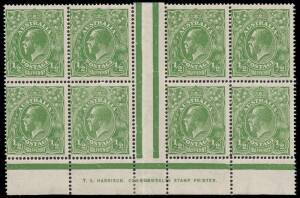 &frac12;d Deep Green, T.S. HARRISON one-line imprint, on thin paper, block of 8; BW.65Dac(7)z - $450++ for normal.