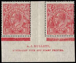 1&frac12;d Rose-Red, Plate 1A, INVERTED watermark, the UNIQUE&nbsp;A.J.&nbsp;MULLETT pair; BW.91A(1a)a,za. &ndash; Unpriced.