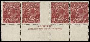 2d Red-Brown, Mullett imprint strip of four, BW 98Az - $400.