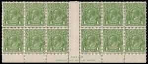 1d Green, John Ash imprint block of twelve, four units Die II, [50/56 in merged state]; BW.81(1)z,fa. Fine mint, 10**/2*.