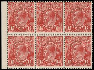 1&frac12;d Deep Golden Scarlet, INVERTED watermark, booklet pane of six; BW.92Mcc - Unpriced.