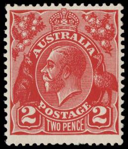 2d Intense Scarlet, variety &ldquo;NO WATERMARK&rdquo;, (see BW.102aa, footnote 2 &ndash; Cat $10,000). Two examples known. With 2012 Ceremuga certificate.